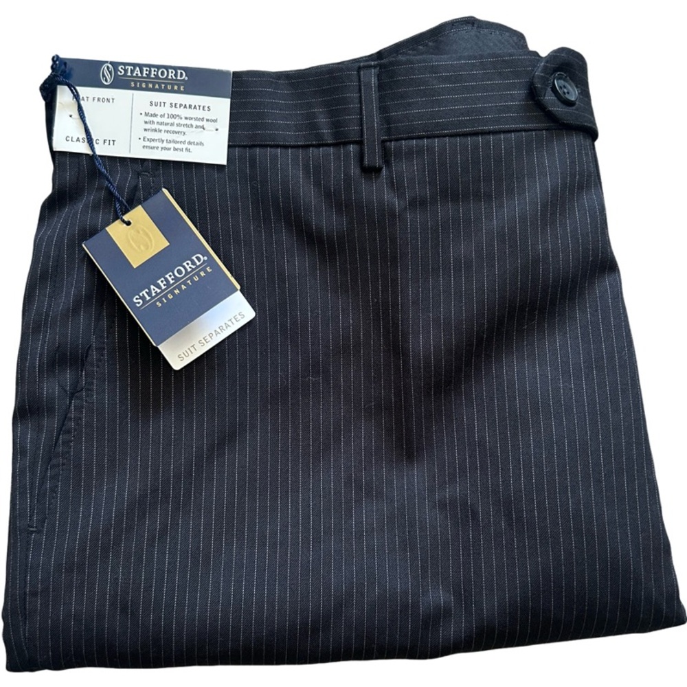 Stafford Men's Big and Tall wool Pinstripe suit pants size 42 X 30 NWT